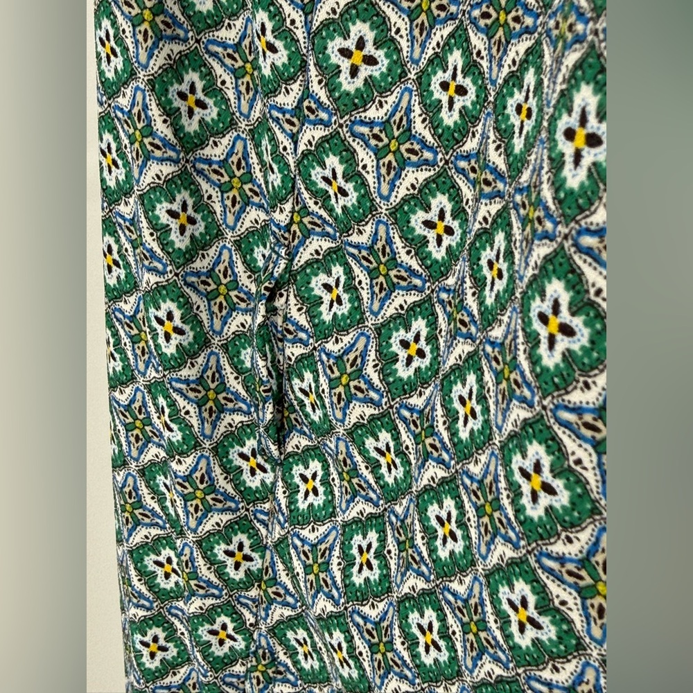 Max Studio Teal Geometric Print Flutter Sleeve Boho Wide Leg Jumpsuit Size XL - Picture 4 of 14
